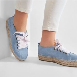 Manebi Blue Hampton espadrille lace up sneaker